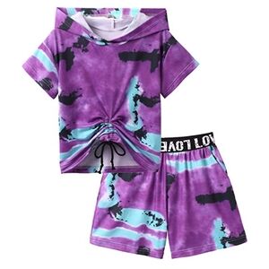 NWT Girls 8/10 Hopeac 2 piece Outfits Tie dye shirt/shorts set